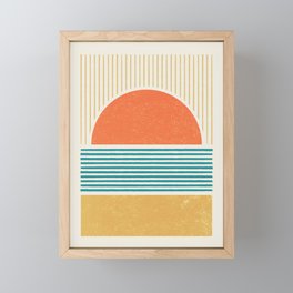 Sun Beach Stripes - Mid Century Modern Abstract Framed Mini Art Print