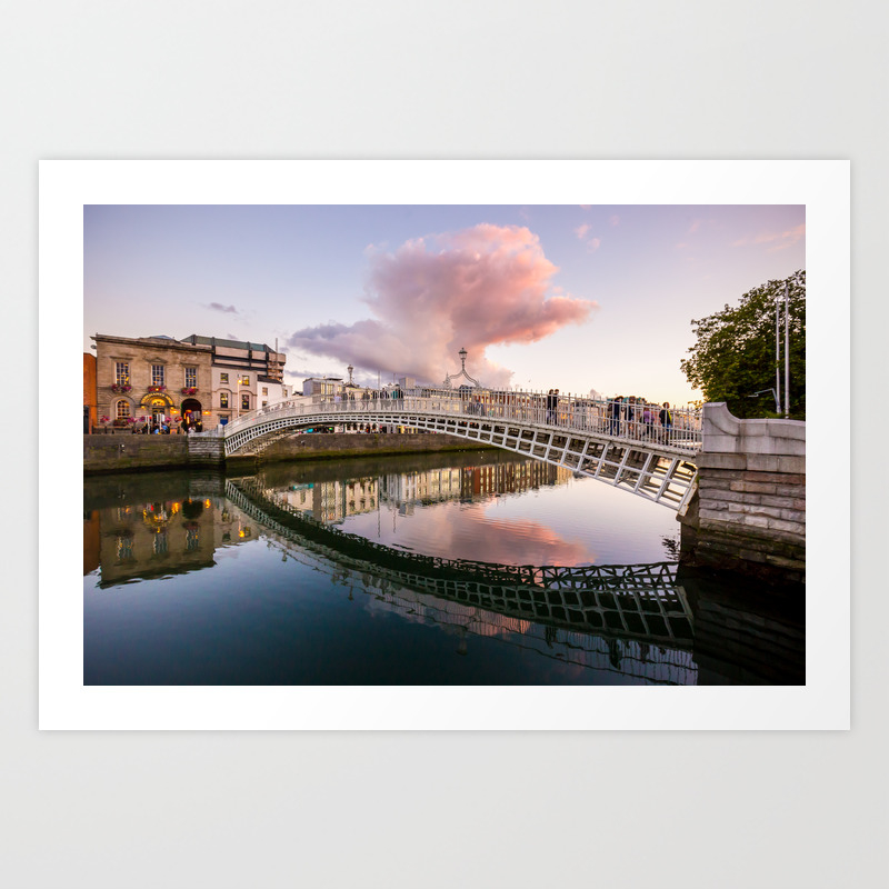Pink Cloud Over Ha Penny Bridge Art Print By Allaroundireland Society6