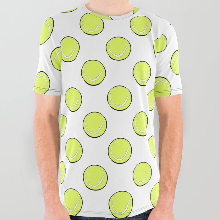 Tennis Balls Seamless Pattern All Over Graphic Tee