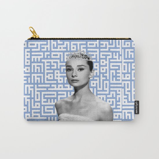 audrey - blue calligraphy background Carry-All Pouch