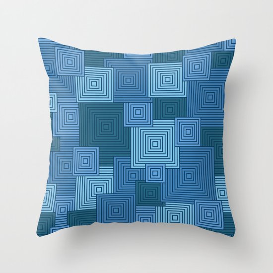 Blue Platformer Throw Pillow