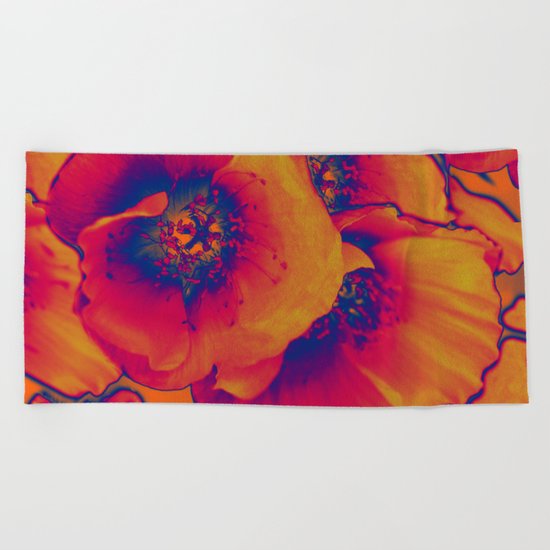 Poppies(vintage)3 Beach Towel
