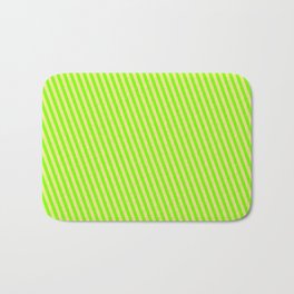 [ Thumbnail: Green & Tan Colored Pattern of Stripes Bath Mat ]