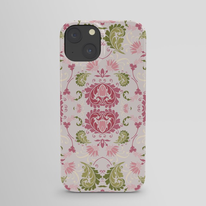 pink and green bold paisley flower bohemian  iPhone Case