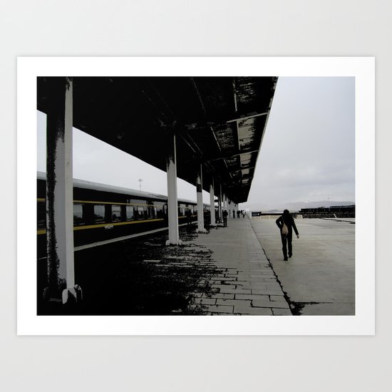 A Man In The Train Station Art Print