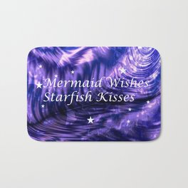 Mermaid Wishes Starfish Kisses Bath Mat | Ocean, Pretty, Starfish, Typography, Mermaid, Trendy, Sea, Mermaidquote, Romantic, Purple 