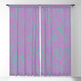 Watercolor branches - green and very peri Blackout Curtain