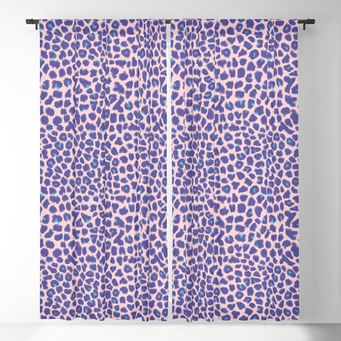 Leopard Spots, Cheetah Print, Lavender, Very Peri, Blush, Brush Strokes Blackout Curtain