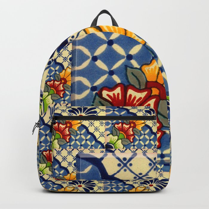 talavera mexican tile in blu Backpack