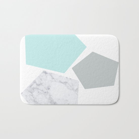 Geo marble and turquoise Bath Mat