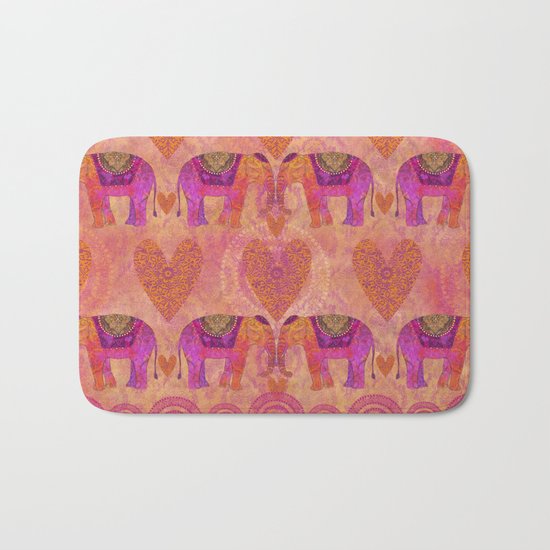 Elephants in Love with heart Bath Mat