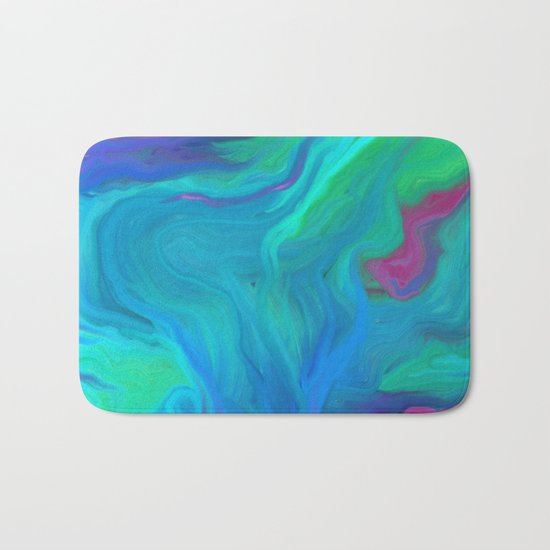 AGATE BLUE ABSTRACT OIL PAINTING Bath Mat