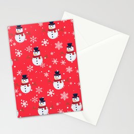 Vector Seamless Pattern with Snowman, Snow. Winter Simple, Stylish Scandinavian Repeat Texture 02 Stationery Card