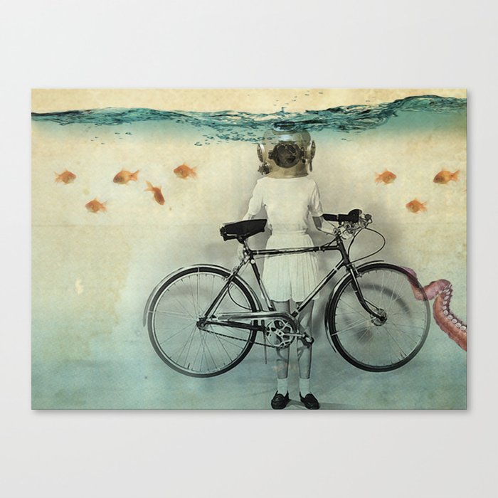 The diving bell cyclist Canvas Print