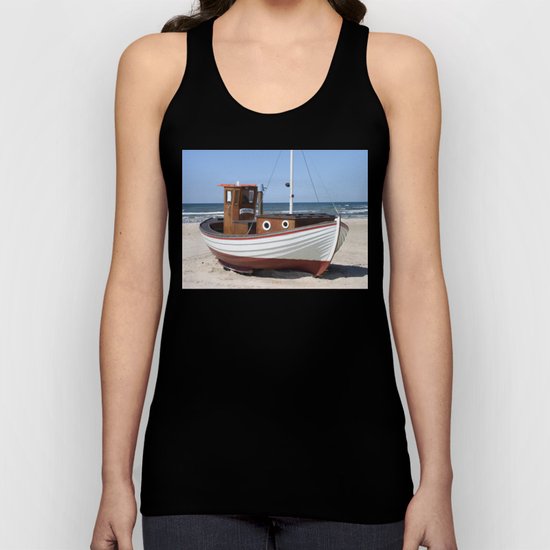 Fishing Boat on the Beach Unisex Tank Top