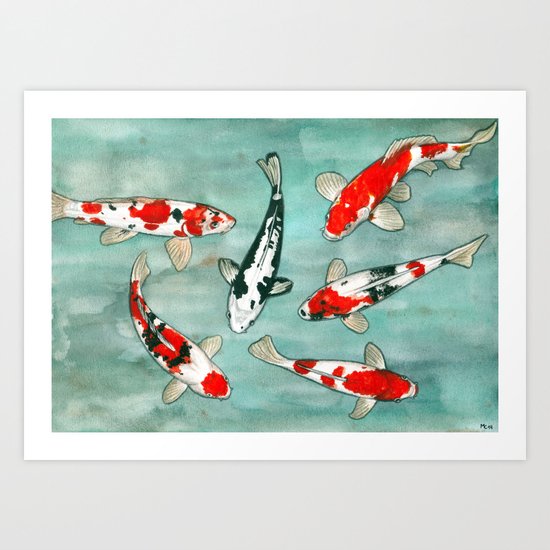 Le ballet des carpes koi Art Print