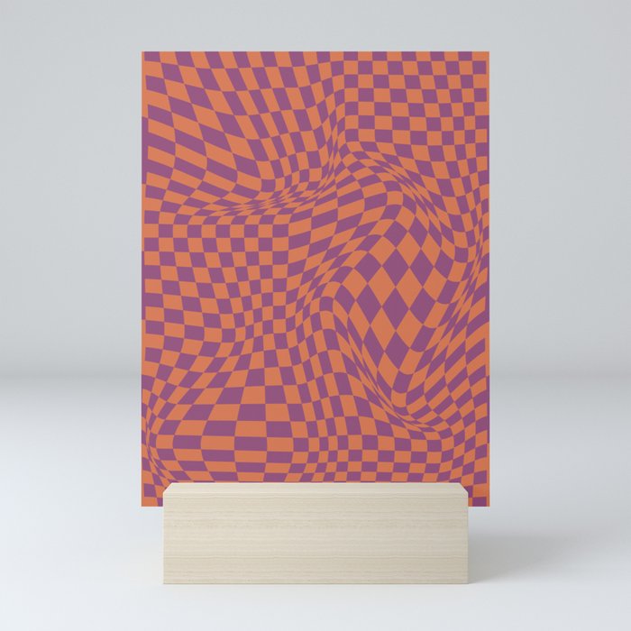 Chequerboard Pattern - Purple Orange Mini Art Print