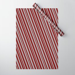 [ Thumbnail: Maroon and Dark Gray Colored Striped Pattern Wrapping Paper ]