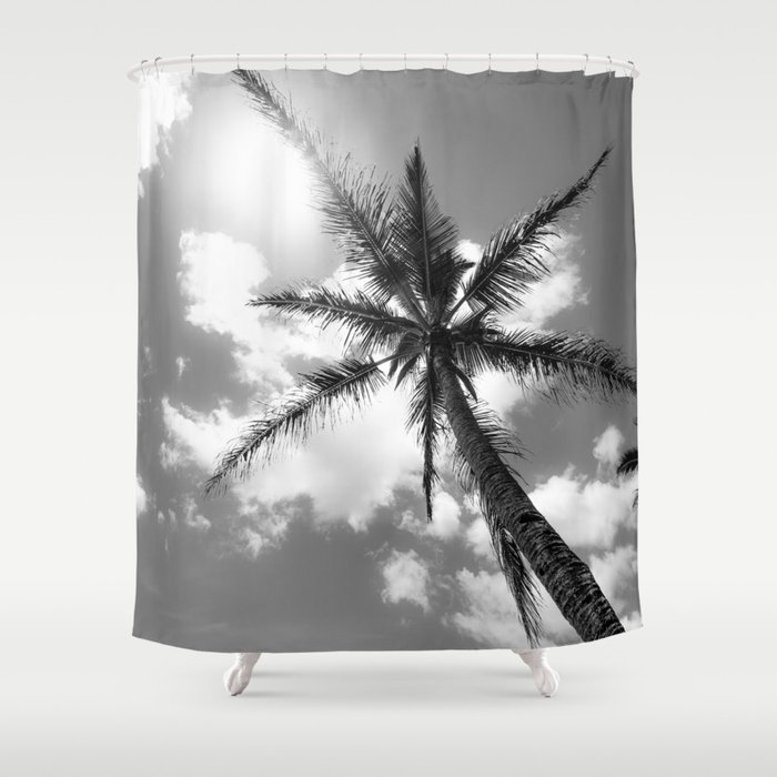 Tropical Palm Trees Black and White Shower Curtain