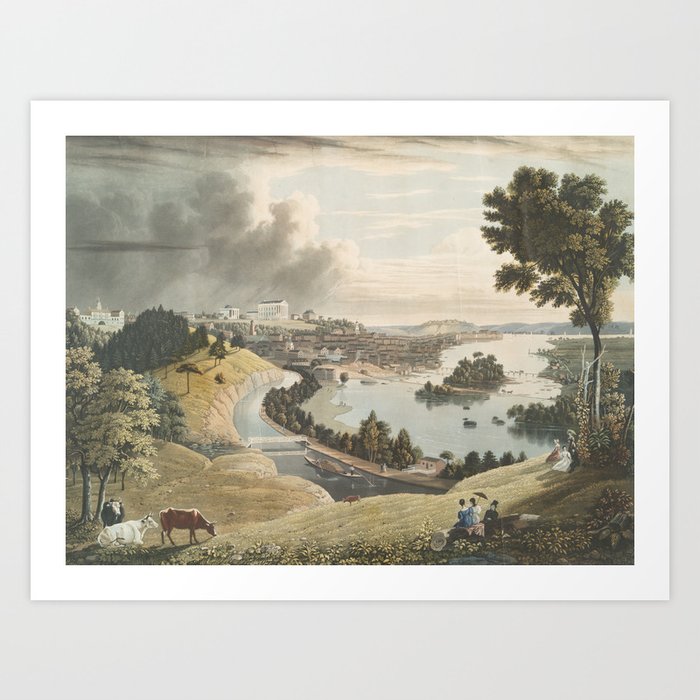 Vintage Pictorial Map of Richmond VA (1834) Art Print