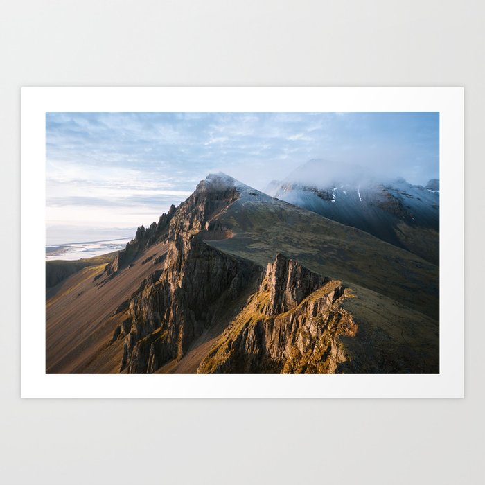 Mountain range in Iceland during Sunset – Landscape Photography Art Print