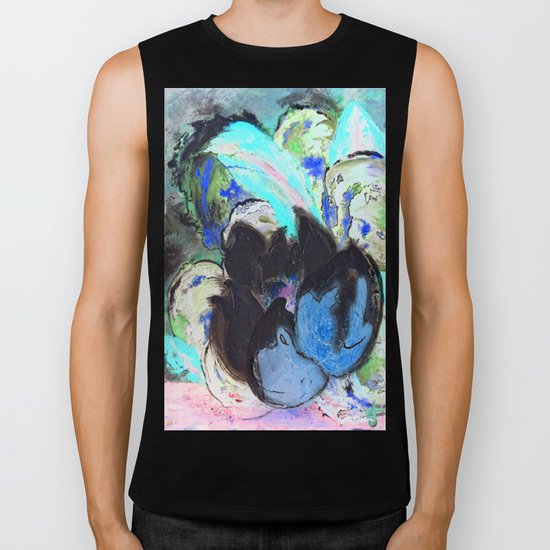 Purple Peonies in Shadow World Biker Tank