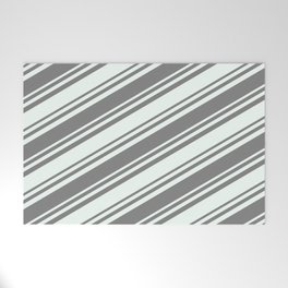 [ Thumbnail: Gray and Mint Cream Colored Lines/Stripes Pattern Welcome Mat ]