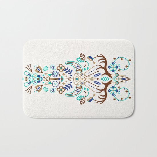 La Vie & La Mort – Turquoise and Brown Bath Mat