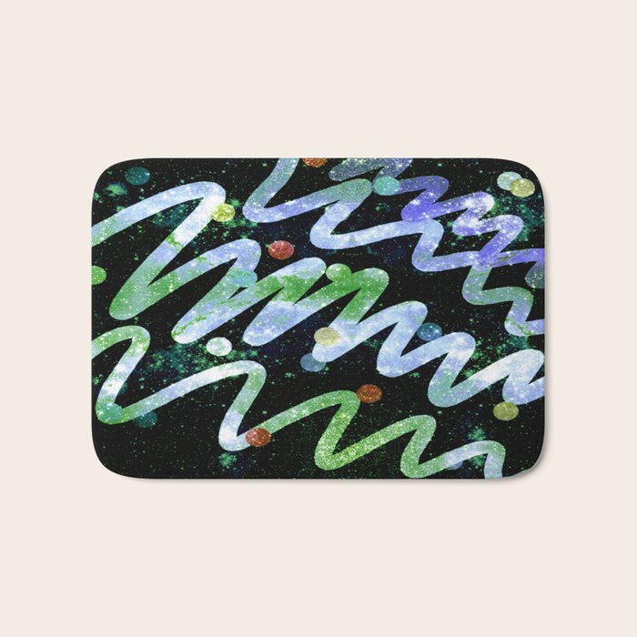 Sparkle Swiggles Blue Green Bath Mat by LaurenW Designs Society6