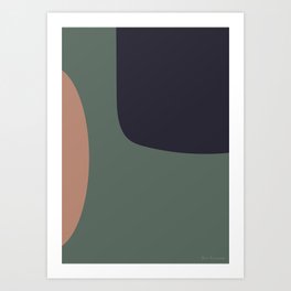Blue + Pink Minimalist Geometric Abstract, Bold Modern Artwork, Digitally hand drawn original art  Art Print