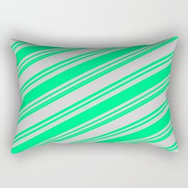 [ Thumbnail: Green and Light Gray Colored Striped Pattern Rectangular Pillow ]