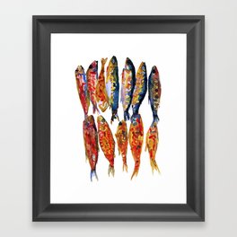 Watercolor Grilled Whole Fish Framed Art Print