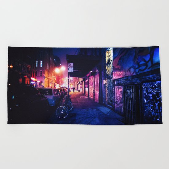 Lower East Side - Night on Rivington Street Beach Towel