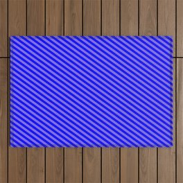 [ Thumbnail: Medium Slate Blue & Blue Colored Stripes/Lines Pattern Outdoor Rug ]