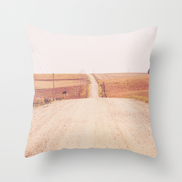 Down Nebraska Roads x Nebraska Landscape Photography x Midwestern Farmland Art Throw Pillow