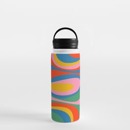 Mod Thang Colorful Retro Modern Abstract Pattern in Rainbow Pop Colors Water Bottle