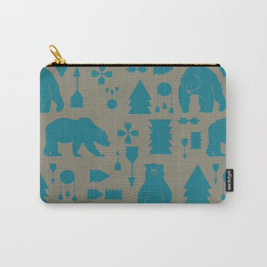 Tribal Bear Blue Carry-All Pouch