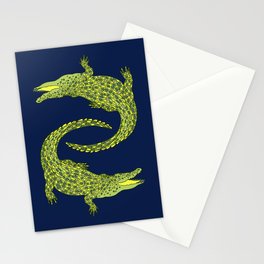 Crocodiles (Deep Navy and Green Palette) Stationery Card