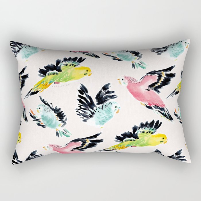 OUTFLIERS Parakeet Print Rectangular Pillow