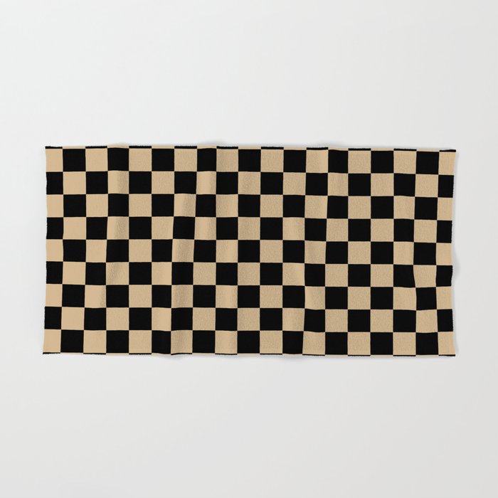 Black and Chocolate Brown Checkerboard Hand & Bath Towel by