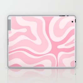 Modern Retro Liquid Swirl Abstract in Pretty Pastel Pink Laptop Skin