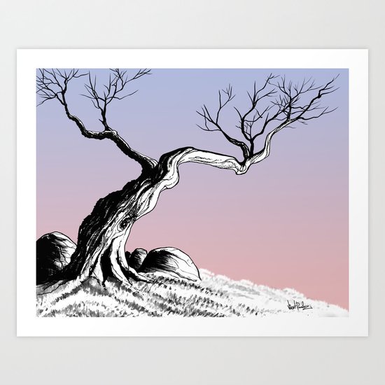Tree with Rocks Art Print