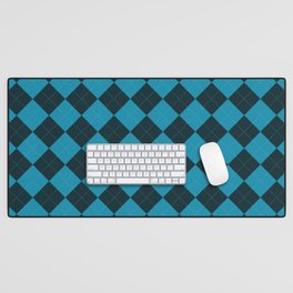 Blue Argyle checks pattern. Digital Painting Illustration Background Desk Mat