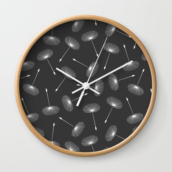 Dandelion Seeds // Charcoal Wall Clock