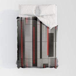 Off the Grid - Abstract - Gray, Black, Red Duvet Cover
