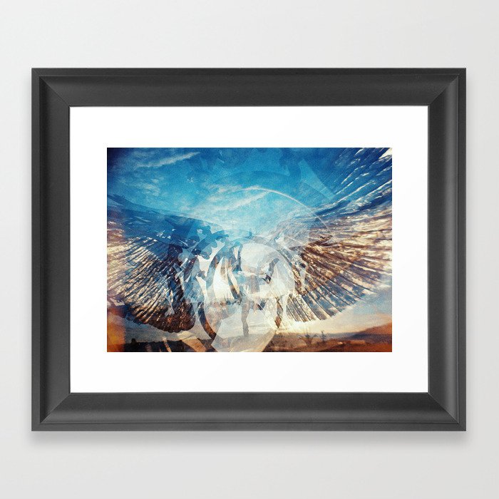 Solar Eclipse Flight - Silver Wings Framed Art Print