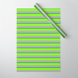 [ Thumbnail: Teal, Chartreuse, and Dark Gray Colored Striped/Lined Pattern Wrapping Paper ]