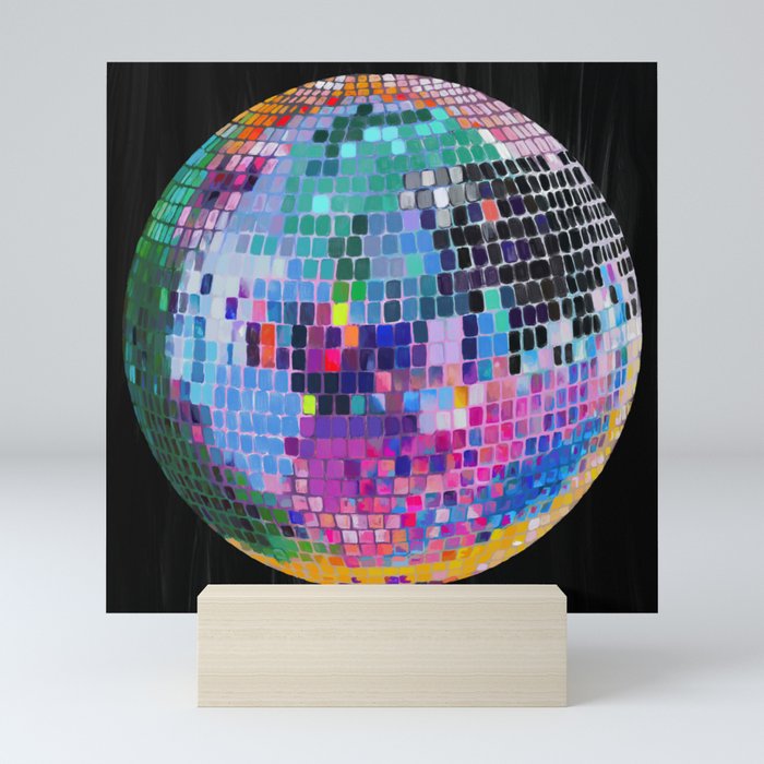 Disco Ball Digital Oil Paint Teal Mini Art Print