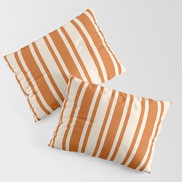 [ Thumbnail: Beige and Chocolate Colored Stripes Pattern Pillow Sham ]