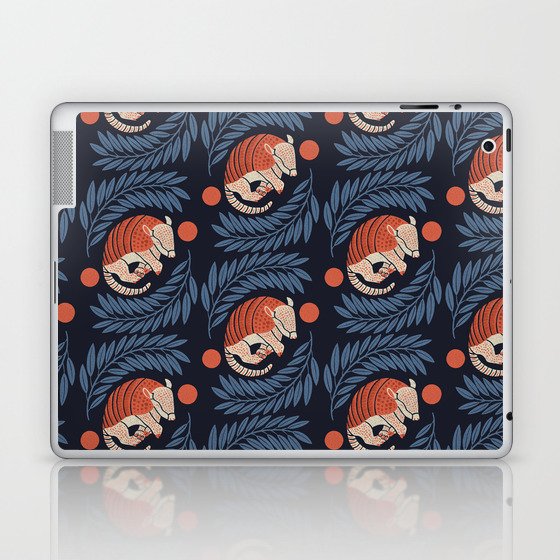 Sleepy Armadillo – Navy Blue and Red Pattern Laptop & iPad Skin